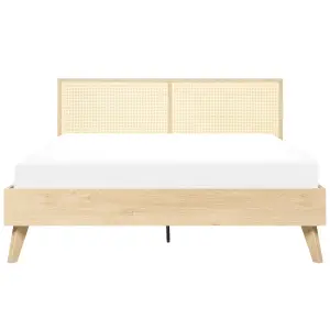 Rattan EU King Size Bed Light Wood MONPAZIER