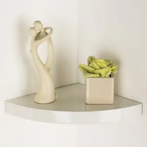 295mm floating hudson corner shelf kit, cream high gloss