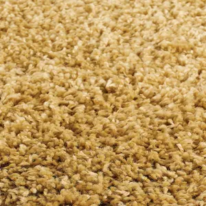 Modern Easy to Clean Gold Plain Shaggy Rug for Living Room and Bedroom-120cm X 170cm