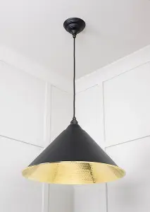 Hammered Brass Hockley Pendant in Elan Black