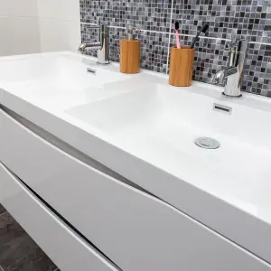 Eden 1200mm Wall Hung Vanity Unit in Gloss White & Resin Basin