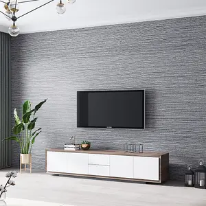 Dark Grey Linen Texture Wallpaper Plain Effect Wall Paper Roll 5.3m²