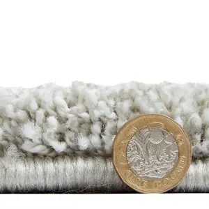 Silver Shaggy ,Modern Plain Rug for Dining Room-80cm X 150cm