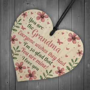 Red Ocean Grandma Grandparent Gift Wooden Hanging Heart Plaque Birthday Gift For Nan Nanny Gran Mothers Day Heart Sign