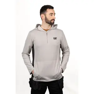 Caterpillar - Coolmax Quarter Zip Hoodie - Grey - X Large