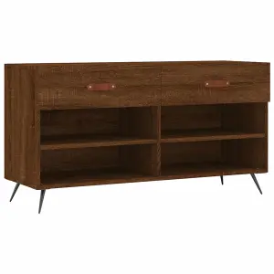 Berkfield Shoe Bench Brown Oak 102x35x55 cm Engineered Wood