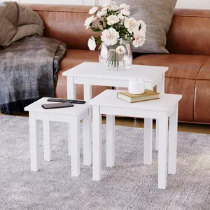 Analynn 3 Piece Nest of Tables White / White