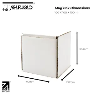 MUG POSTAGE BOXES - 100 x 100 x 100mm Single Wall - White (Pack of 25)