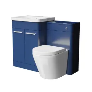 Nes Home 600mm Freestanding Vanity Unit with Basin, Rimless Toilet, WC unit Royal Blue