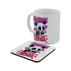 Handa Panda Relax Like Panda Mug & Coaster Set White (One Size)