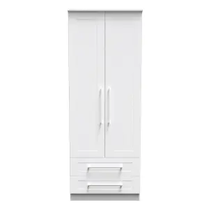 Ripon 2 Door 2 Drawer Wardrobe in White Ash (Ready Assembled)