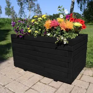 70cm Black Pine Raised Wooden Trough Planter