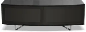 Centurion Supports Caru Gloss Black Beam-Thru Remote Friendly "D" Shape Design up to 65" TV Cabinet