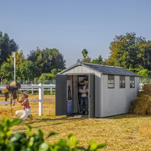 Keter Oakland 7515 Grey Plastic 2 door Shed & 6 windows (Base included)