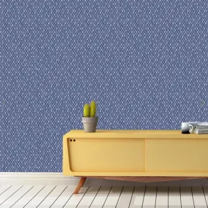 Blue Navy Dots Wallpaper Smooth Circular Spots Geometric Pattern Paste The Wall