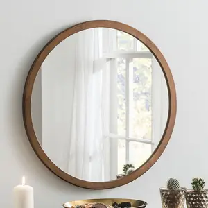 Tabatha Wood Flat Wall Mirror Bronze / 110cm H x 110cm W