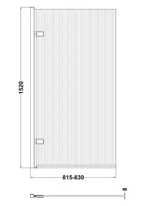 Contemporary 8mm Toughened Safety Glass Square Hinged Fluted Bath Screen - 1520 x 830 x 24mm - Chrome