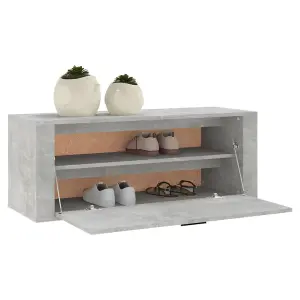 Berkfield Wall Shoe Cabinet Concrete Grey 100x35x38 cm Engineered Wood