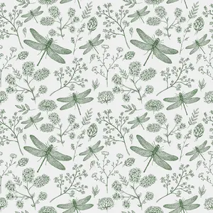 Bobbi Beck eco-friendly green dragonfly wallpaper