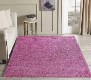 Modern Extra Large Small Soft 5cm Shaggy Non Slip Bedroom Living Room Carpet Runner Area Rug - Pink 60 x 110 cm