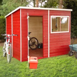 Shire Caldey 8x6 ft Pent Wooden Shed with floor & 1 window (Base included)