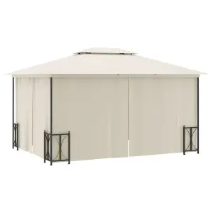 Berkfield Gazebo with Sidewalls&Double Roofs 3x4 m Cream