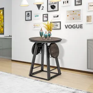 Costway 3-Piece Round Table & Stool Set Dining Bar Table w/ 2 Foldable Stools