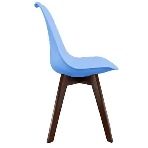 Soho Light Blue Plastic Dining Chair with Squared Dark Wood Legs