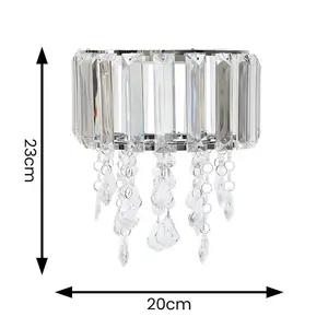 ValueLights Mabel Easy Fit Clear Acrylic Jewel Droplet Drum Ceiling Light Shade