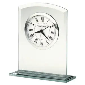 Roman Numeral Metal Quartz Movement / Crystal Alarm Tabletop Clock in Silver