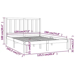 Berkfield Bed Frame Solid Wood Pine 120x190 cm 4FT Small Double