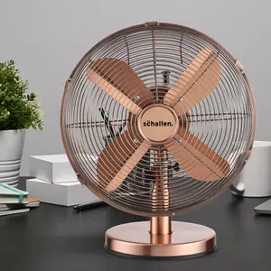 Home & Office Electric Sturdy Metal 12" 3 Speed Tilt Oscillating Worktop Desk Table Air Cooling Fan- Copper