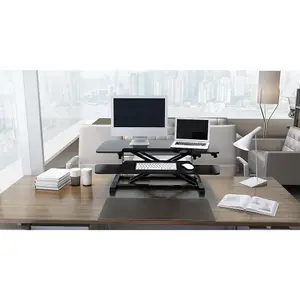 Height Adjustable Sit-Stand Desk Converter with Dual Monitor Bracket Set for Ergonomic Workspace