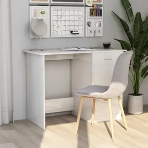 Berkfield Desk High Gloss White 100x50x76 cm Engineered Wood