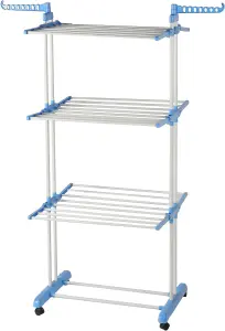 Foldable Clothes Airer - 3 Tier Drying Rack Blue