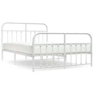 Berkfield Metal Bed Frame with Headboard and Footboard White 135x190 cm