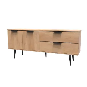 Fuji 2 Drawer 2 Door Wide Sideboard in Nebraska Oak (Ready Assembled)