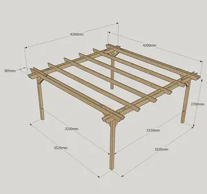 Double Garden Pergola - Wood - L420 x W420 x H270 cm - Light Green