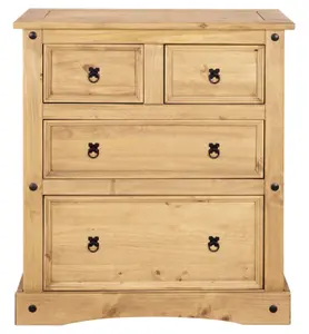 Corona 4 Drawer Chest of Drawers 2 + 2 Solid Mexican Pine