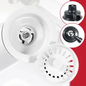 SPARES2GO Sink Waste Basket Strainer Plug 1 1/2" BSP Kitchen Bathroom Basin Unit (Gloss White, With Overflow Pipe Outlet)