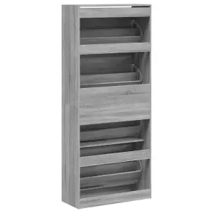 Berkfield Shoe Cabinet with 4 Flip-Drawers Grey Sonoma 80x34x187.5 cm