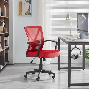 Yaheetech Ergonomic Mid-back Swivel Mesh Office Chair - Red