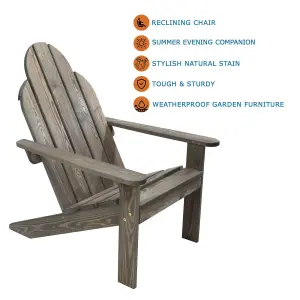 Adirondack Wooden Sun Lounger Garden Patio Deck Chair