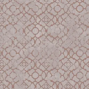 Galerie Emporium Pink Rose Gold Aged Quatrefoil Embossed Wallpaper