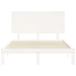 Berkfield Bed Frame with Headboard White 140x190 cm Solid Wood