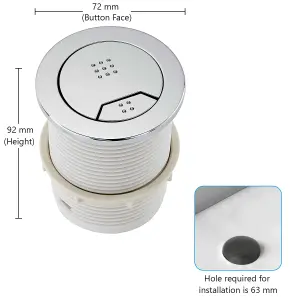 Toilet Flush Button Replacement 72mm Front - Dual Button Toilet Flush Buttons - Pneumatic Technology - Fingerprint Resistant