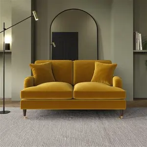 Mustard Velvet 2 Seater Sofa - Payton