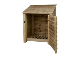 Wooden log store with door W-99cm, H-126cm, D-88cm - natural (light green) finish