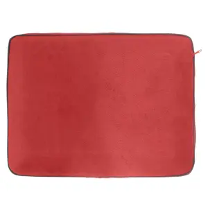 Memory Foam Neck Travel Cushion - Soft Velour Removeable Cover - Red Fabric