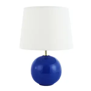 Traditional Classic Round Ceramic Table Lamp Base in Midnight Blue Gloss Finish